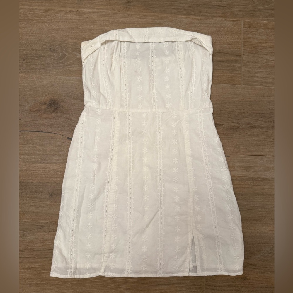 White Strapless Eyelet Dress